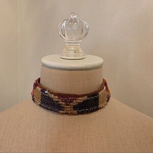 Orijinal Vintage Turkish Rug Patterned Choker Necklace